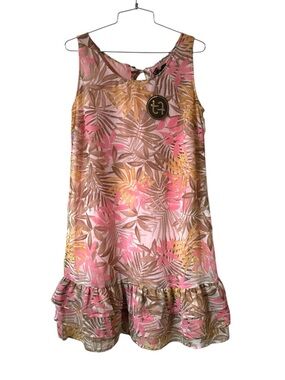 NWT Tantra Spain SL Ruffle Hem Tropical Mini Dress Size XL Vacationwear Resort